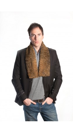 Golden karakul fur scarf - unisex